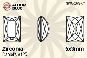 SWAROVSKI GEMS Cubic Zirconia Baguette 125 CUT DSW White 5.00x3.00MM normal +/- FQ 0.080