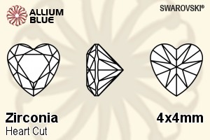 SWAROVSKI GEMS Cubic Zirconia Heart Brilliant Rubellite 4.00x4.00MM normal +/- FQ 0.080