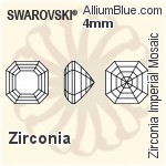 スワロフスキー Zirconia Octagon Imperial Mosaic カット (SGIPMC) 6mm - Zirconia