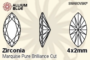スワロフスキー Zirconia Marquise Pure Brilliance カット (SGMDPBC) 4x2mm - Zirconia