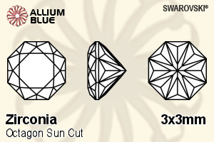 SWAROVSKI GEMS Cubic Zirconia Octagon Sun White 3.00x3.00MM normal +/- FQ 0.100