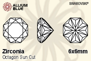 SWAROVSKI GEMS Cubic Zirconia Octagon Sun Fancy Light Blue 6.00x6.00MM normal +/- FQ 0.060
