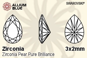 SWAROVSKI GEMS Cubic Zirconia Pear Pure Brilliance Silver Grey 3.00x2.00MM normal +/- FQ 0.100