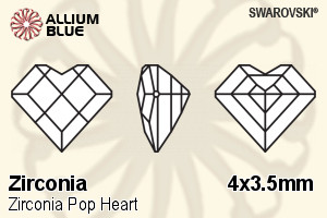SWAROVSKI GEMS Cubic Zirconia Heart Pop Aquamarine 4.00x3.50MM normal +/- FQ 0.080