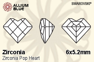 スワロフスキー Zirconia Pop Heart カット (SGPHRT) 6x5.2mm - Zirconia