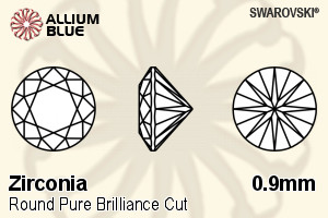 SWAROVSKI GEMS Cubic Zirconia Round Pure Brilliance Fancy Blue 0.90MM normal +/- FQ 1.000
