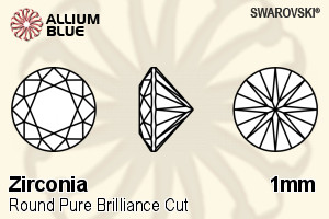 SWAROVSKI GEMS Cubic Zirconia Round Pure Brilliance Aquamarine 1.00MM normal +/- FQ 1.000
