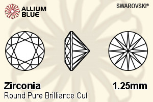 SWAROVSKI GEMS Cubic Zirconia Round Pure Brilliance Amber 1.25MM normal +/- FQ 1.000