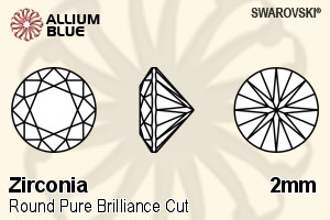SWAROVSKI GEMS Cubic Zirconia Round Pure Brilliance Silver Grey 2.00MM normal +/- FQ 0.500