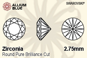 SWAROVSKI GEMS Cubic Zirconia Round Pure Brilliance Silver Grey 2.75MM normal +/- FQ 0.200