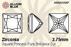 SWAROVSKI GEMS Cubic Zirconia Square Princess PB White 2.75MM normal +/- FQ 0.100