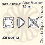 施华洛世奇 Zirconia 正方形 Princess 纯洁Brilliance 切工 (SGSPPBC) 4mm - Zirconia