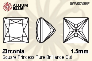 SWAROVSKI GEMS Cubic Zirconia Square Princess PB Rubellite 1.50MM normal +/- FQ 0.200