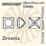 スワロフスキー Zirconia Square Princess Pure Brilliance カット (SGSPPBC) 3.5mm - Zirconia