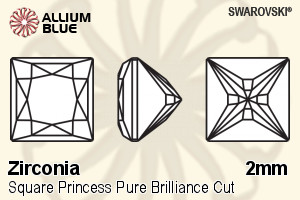 SWAROVSKI GEMS Cubic Zirconia Square Princess PB Green 2.00MM normal +/- FQ 0.200
