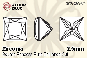 SWAROVSKI GEMS Cubic Zirconia Square Princess PB Mint Green 2.50MM normal +/- FQ 0.200
