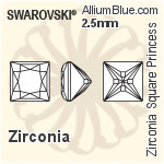 施華洛世奇 Zirconia 正方形 Princess 純潔Brilliance 切工 (SGSPPBC) 2mm - Zirconia