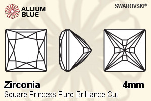 スワロフスキー Zirconia Square Princess Pure Brilliance カット (SGSPPBC) 4mm - Zirconia