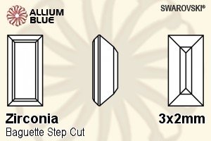 SWAROVSKI GEMS Cubic Zirconia Baguette Step White 3.00x2.00MM normal +/- FQ 0.200