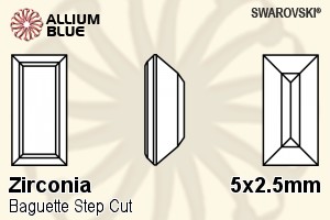 SWAROVSKI GEMS Cubic Zirconia Baguette Step White 5.00x2.50MM normal +/- FQ 0.100