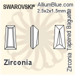 スワロフスキー Zirconia Tapered Baguette Step カット (SGZTBC) 3x2x1mm - Zirconia