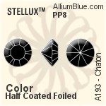 STELLUX™ チャトン (A193) PP8 - カラー（ハーフ　コーティング） 裏面ゴールドフォイル
