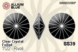 Swarovski Rivoli (1122) SS39 - Clear Crystal With Platinum Foiling