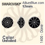 Swarovski Dome (1400) 12mm - Crystal Effect With Platinum Foiling