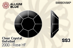 Swarovski Rose Flat Back Hotfix (2000) SS3 - Clear Crystal Unfoiled