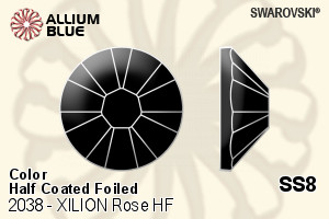 Swarovski XILION Rose Flat Back Hotfix (2038) SS8 - Color (Half Coated) With Silver Foiling