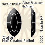 スワロフスキー Navette ラインストーン ホットフィックス (2200) 4x2mm - カラー 裏面アルミニウムフォイル
