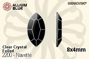 Swarovski Navette Flat Back No-Hotfix (2200) 8x4mm - Clear Crystal With Platinum Foiling