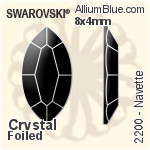 施華洛世奇 馬眼形 平底石 (2200) 8x4mm - 透明白色 白金水銀底