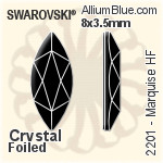 スワロフスキー Marquise ラインストーン ホットフィックス (2201) 4x1.8mm - クリスタル 裏面アルミニウムフォイル