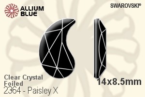 Swarovski Paisley X Flat Back No-Hotfix (2364) 14x8.5mm - Clear Crystal With Platinum Foiling