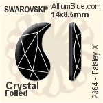 施華洛世奇 Paisley X 平底石 (2364) 14x8.5mm - 透明白色 白金水銀底