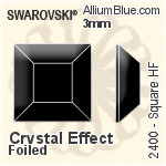施華洛世奇 正方形 熨底平底石 (2400) 3mm - 白色（半塗層） 鋁質水銀底