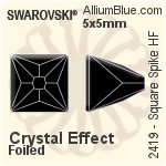 施華洛世奇 正方形 Spike 熨底平底石 (2419) 5x5mm - 透明白色 鋁質水銀底
