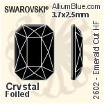 施华洛世奇 Emerald 切工 熨底平底石 (2602) 3.7x2.5mm - 透明白色 铝质水银底