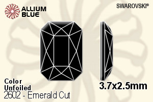 スワロフスキー Emerald カット ラインストーン (2602) 3.7x2.5mm - カラー 裏面にホイル無し