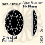 施華洛世奇 橢圓形 平底石 (2603) 14x10mm - 透明白色 白金水銀底