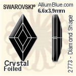 スワロフスキー Diamond Shape ラインストーン (2773) 6.6x3.9mm - クリスタル 裏面プラチナフォイル