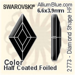 施华洛世奇 Diamond Shape 熨底平底石 (2773) 6.6x3.9mm - 透明白色 铝质水银底