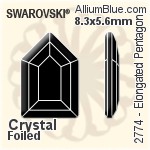 施華洛世奇 Elongated Pentagon 平底石 (2774) 8.3x5.6mm - 白色（半塗層） 白金水銀底