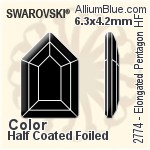 スワロフスキー Elongated Pentagon ラインストーン ホットフィックス (2774) 6.3x4.2mm - カラー（ハーフ　コーティング） 裏面アルミニウムフォイル