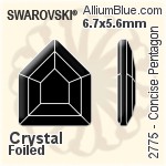 施华洛世奇 Concise Pentagon 平底石 (2775) 6.7x5.6mm - 透明白色 白金水银底