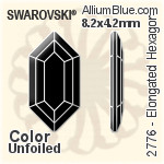 スワロフスキー Elongated Hexagon ラインストーン (2776) 8.2x4.2mm - カラー 裏面プラチナフォイル