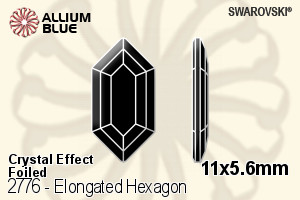 施華洛世奇 Elongated Hexagon 平底石 (2776) 11x5.6mm - 白色（半塗層） 白金水銀底