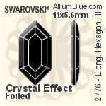 スワロフスキー Elongated Hexagon ラインストーン ホットフィックス (2776) 11x5.6mm - クリスタル エフェクト 裏面にホイル無し