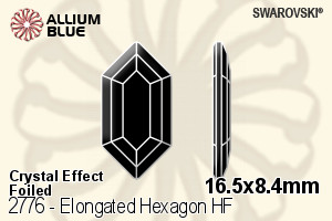 Swarovski Elongated Hexagon Flat Back Hotfix (2776) 16.5x8.4mm - Crystal Effect With Aluminum Foiling